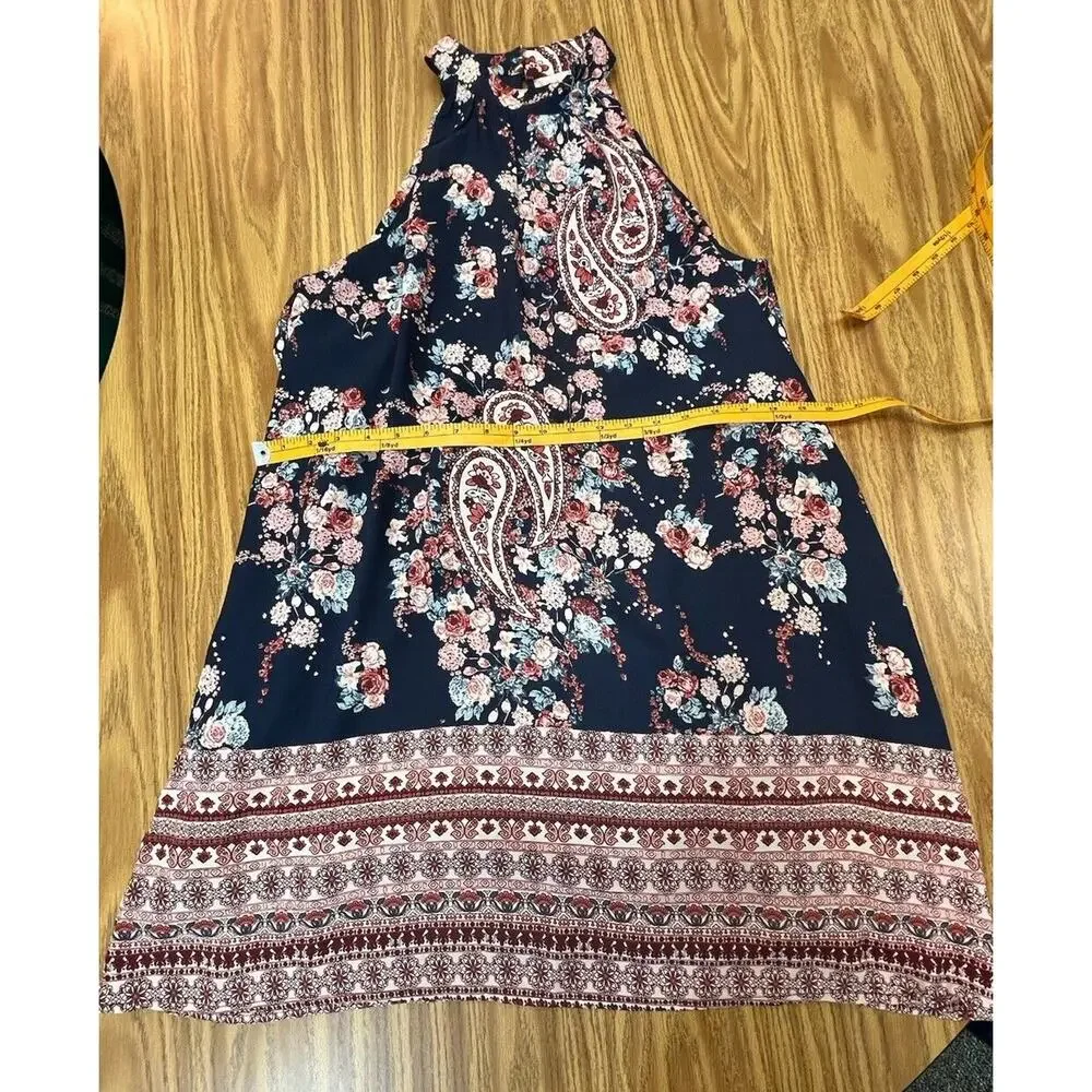 Altar'd State Dress Size LARGE Black Boho floral Halter Sleeveless maxi - Picture 4 of 8